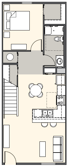 Floor plan for 2 beds, 2 baths, 1105 sqft